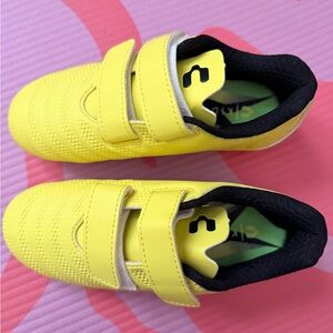 Lemon/Black Kids Soccer Cleats with Velcro Straps